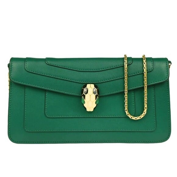 Bvlgari Green Calfskin Serpenti Forever Shoulder Bag AX-L15-36672 166126 - Picture 1 of 10
